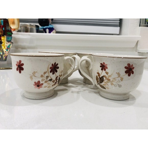 NORITAKE VERSATONE OUTLOOK CHINA B305W10 4 TEA CUPS & SAUCERS - Picture 3 of 16
